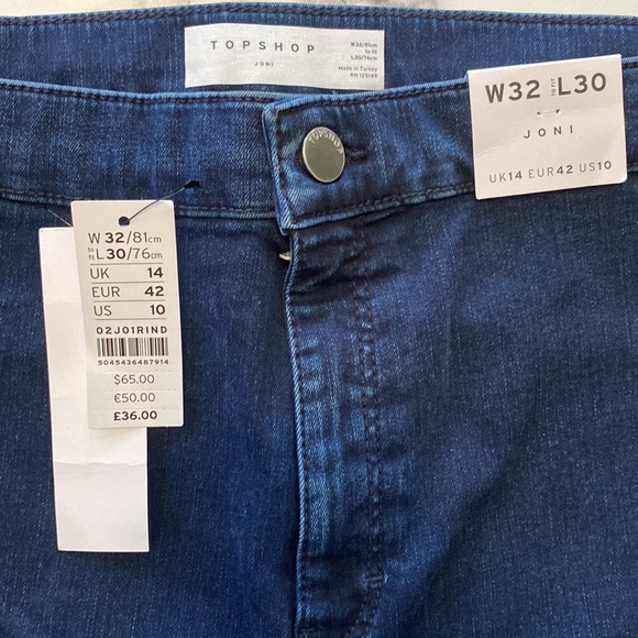 NWOT Topshop Joni High Rise Super Skinny Denim Indigo Blue Jeans Jegging US 10 - Picture 6 of 10